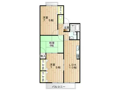 リヴェール深沢A棟(3LDK/1階)の間取り写真