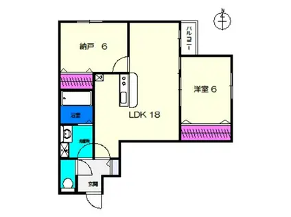 プロスパーコート住吉大社I(2LDK/3階)の間取り写真