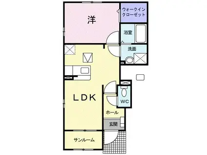 デルニエ シュマンI(1LDK/1階)の間取り写真