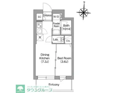 コンフォリア・リヴ両国イースト(1DK/2階)の間取り写真