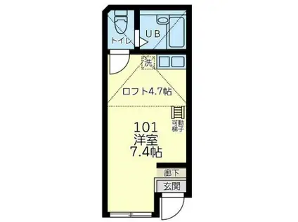 ユナイト根岸グローリーロード(ワンルーム/1階)の間取り写真