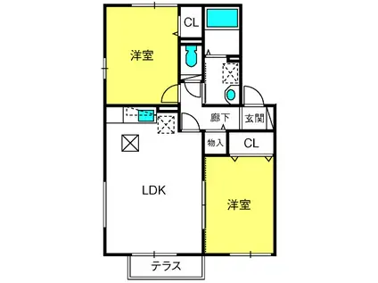 グリーンテラス長野A(2LDK/2階)の間取り写真