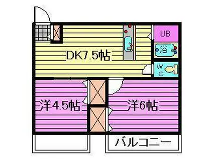 プラザ大和田(2DK/2階)の間取り写真