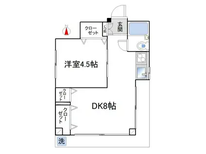 笹木ビル(1DK/2階)の間取り写真