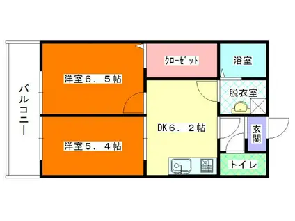 プランドール片江(2DK/1階)の間取り写真