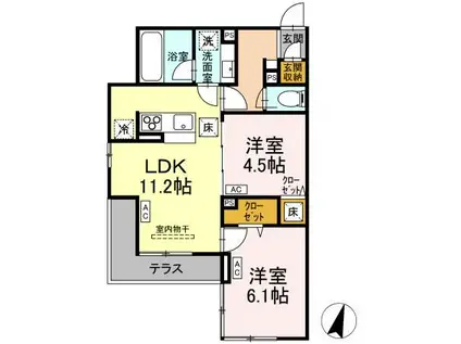 ASSET-COURT八坂(2LDK/1階)の間取り写真