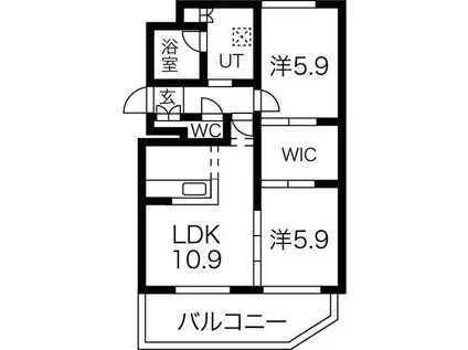 ラフィネ桑園(2LDK/3階)の間取り写真