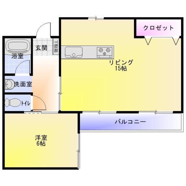 森口マンション(1LDK/2階)の間取り写真