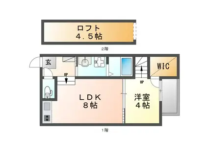 ハーモニーテラス愛知町IV(1LDK/1階)の間取り写真