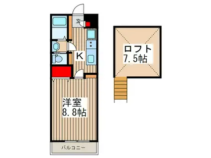 パールスクエア(1K/2階)の間取り写真