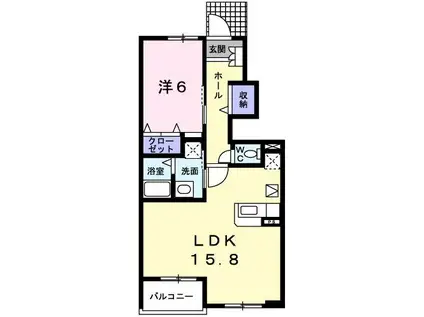 クール・ヴィヴァーチェ B棟(1LDK/1階)の間取り写真