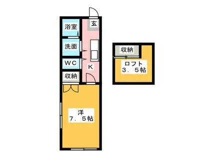 クレセントハウス(1K/2階)の間取り写真
