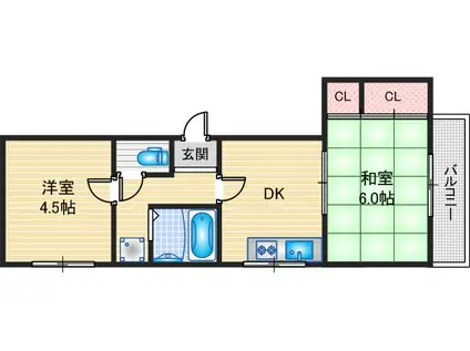 大紅ビル(2DK/2階)の間取り写真
