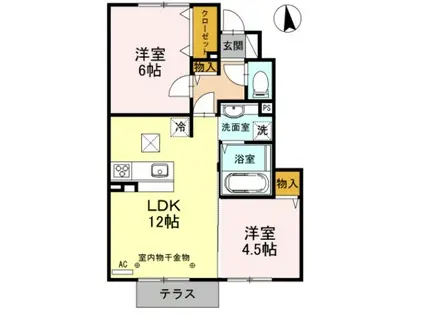 サニーホームズC棟(2LDK/1階)の間取り写真