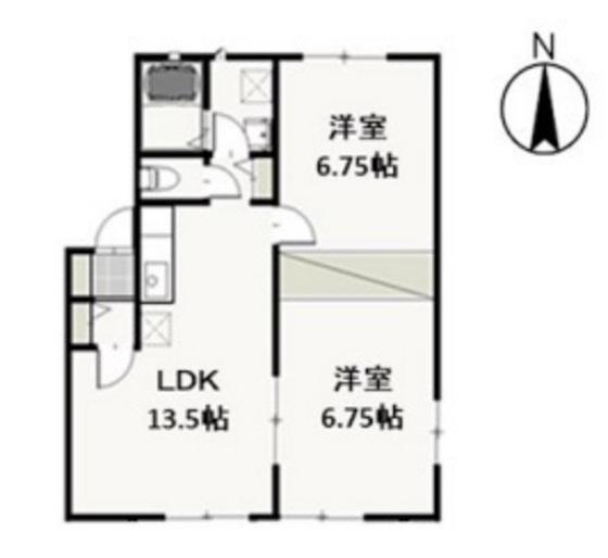 ANGE北方(2LDK/1階)の間取り写真