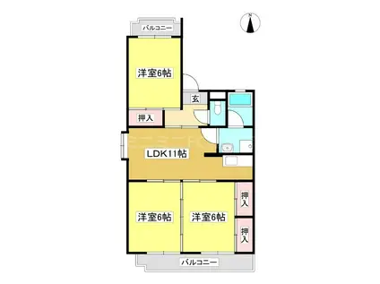 E-ホーム御幸(3LDK/4階)の間取り写真