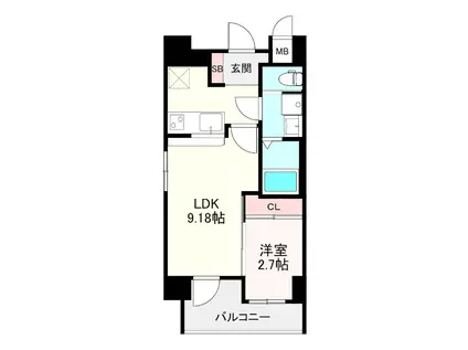 プライムコート博多吉塚(1LDK/3階)の間取り写真