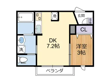 セレッソ東小金井(1DK/1階)の間取り写真