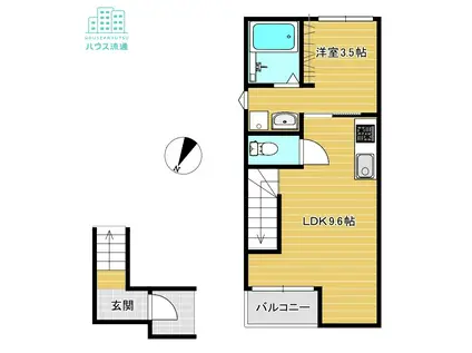 ルミエール(1LDK/2階)の間取り写真