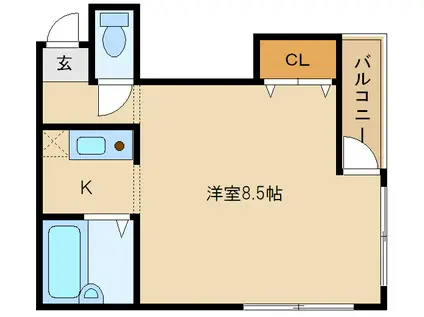 LADIES坂本ビル(1K/3階)の間取り写真