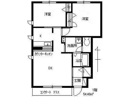コンフォール77(2LDK/1階)の間取り写真