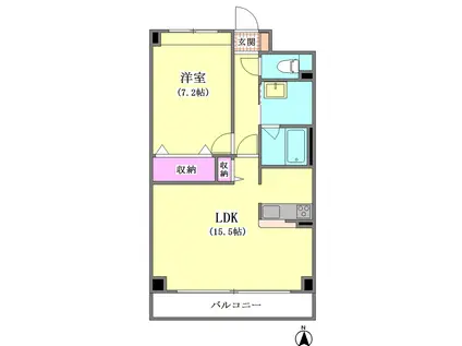 メイプルリーフ中溝(1LDK/6階)の間取り写真
