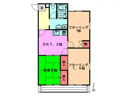 CALME(3DK/3階)の間取り写真