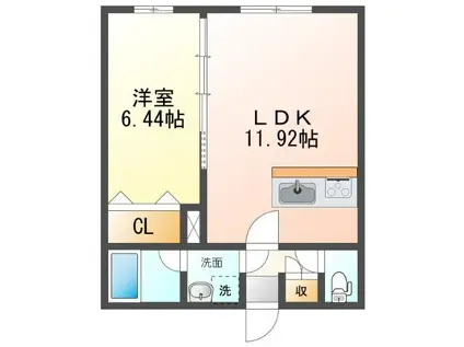 ルミエールG(1LDK/1階)の間取り写真