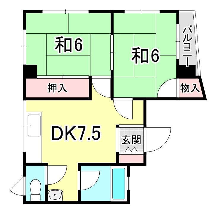 植野マンション(2DK/3階)の間取り写真