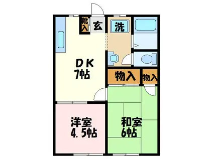 グリーンヒル第一(2DK/1階)の間取り写真