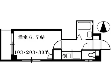 シュガーポット(1K/2階)の間取り写真