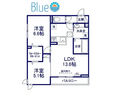 ラッキーサークルヒヨシ(2LDK/1階)の間取り写真