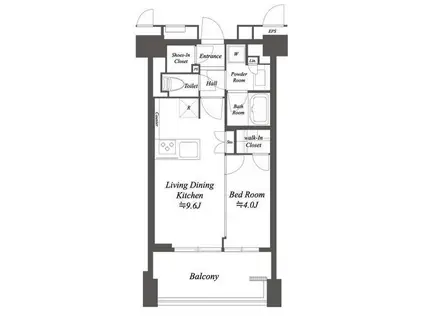 プライマル練馬豊島園(1LDK/4階)の間取り写真