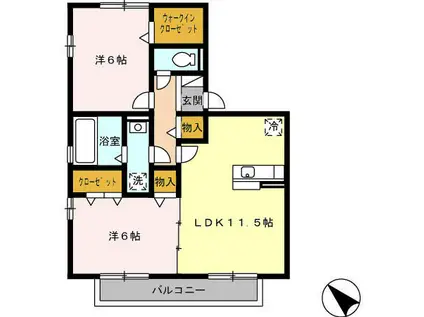 フラット・オブラダ(2LDK/2階)の間取り写真