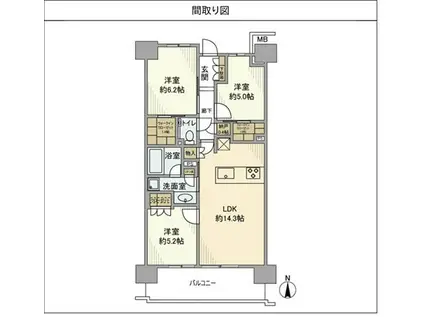 ガーデンクロス東京王子(3LDK/3階)の間取り写真