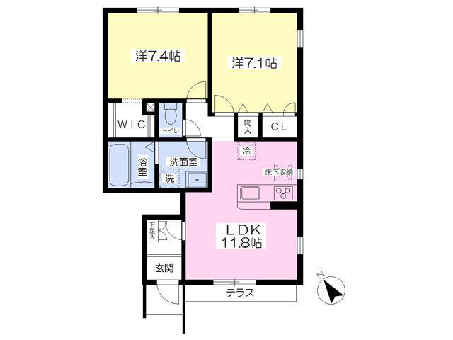 フォレストメゾン和(2LDK/1階)の間取り写真