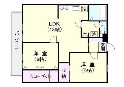 ウインズマンション(2LDK/2階)の間取り写真