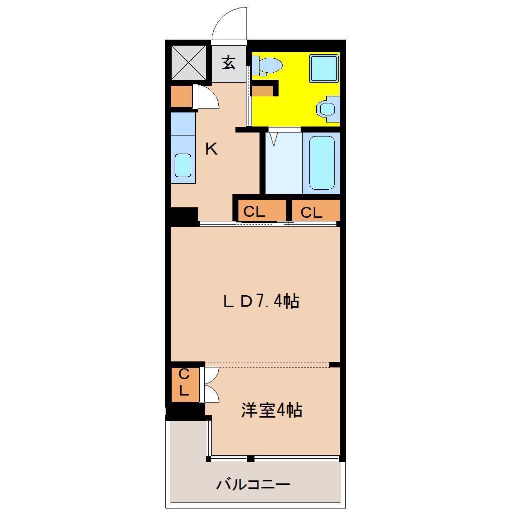 AKHY(1LDK/3階)の間取り写真