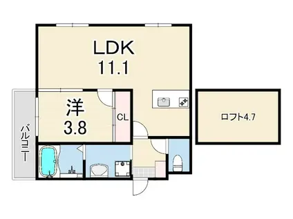 MICA ELENO(1LDK/1階)の間取り写真