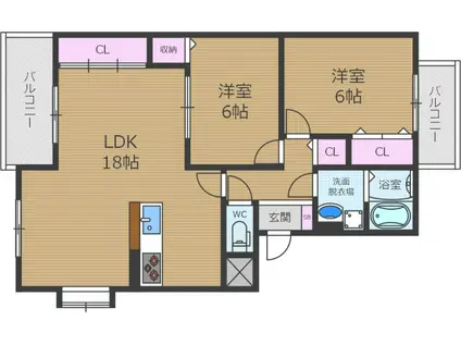 プチ・ロワイヤル(2LDK/3階)の間取り写真