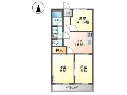 アーバンハイツリブ1(3DK/2階)の間取り写真