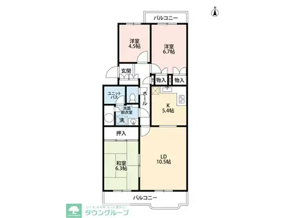 ワコーレ稲毛ガーデン壱番館(3LDK/3階)の間取り写真