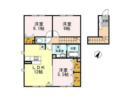 メゾン ラ・ポム(3LDK/2階)の間取り写真