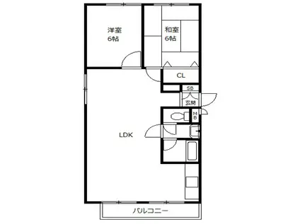 シャトー江之子島(2DK/6階)の間取り写真