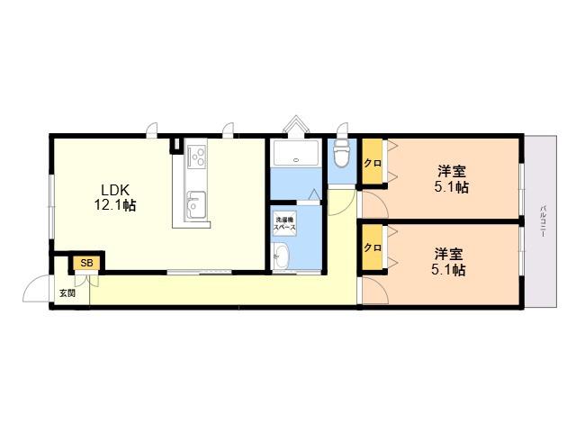 TASHIMARTERRACE(2LDK/2階)の間取り写真