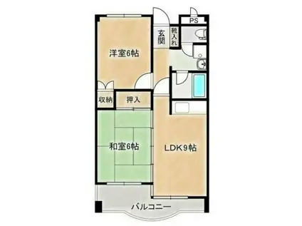 サンハイツ野間(2LDK/2階)の間取り写真