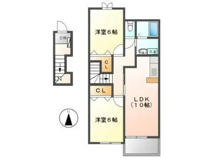 メリオル(2LDK/2階)の間取り写真