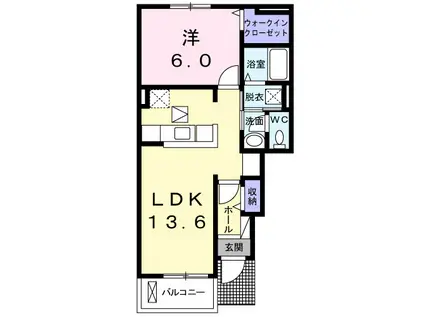 サニー レジデンス 和泉(1LDK/1階)の間取り写真
