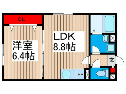 IXO東保木間(1LDK/1階)の間取り写真