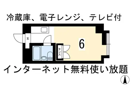 カサデソーラ白川(1K/4階)の間取り写真